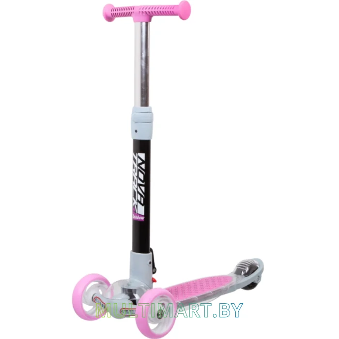 Самокат Novatrack RainBow Pro Transparent 120PROT.RAINBOW.PN20 (розовый/серый, 2020)